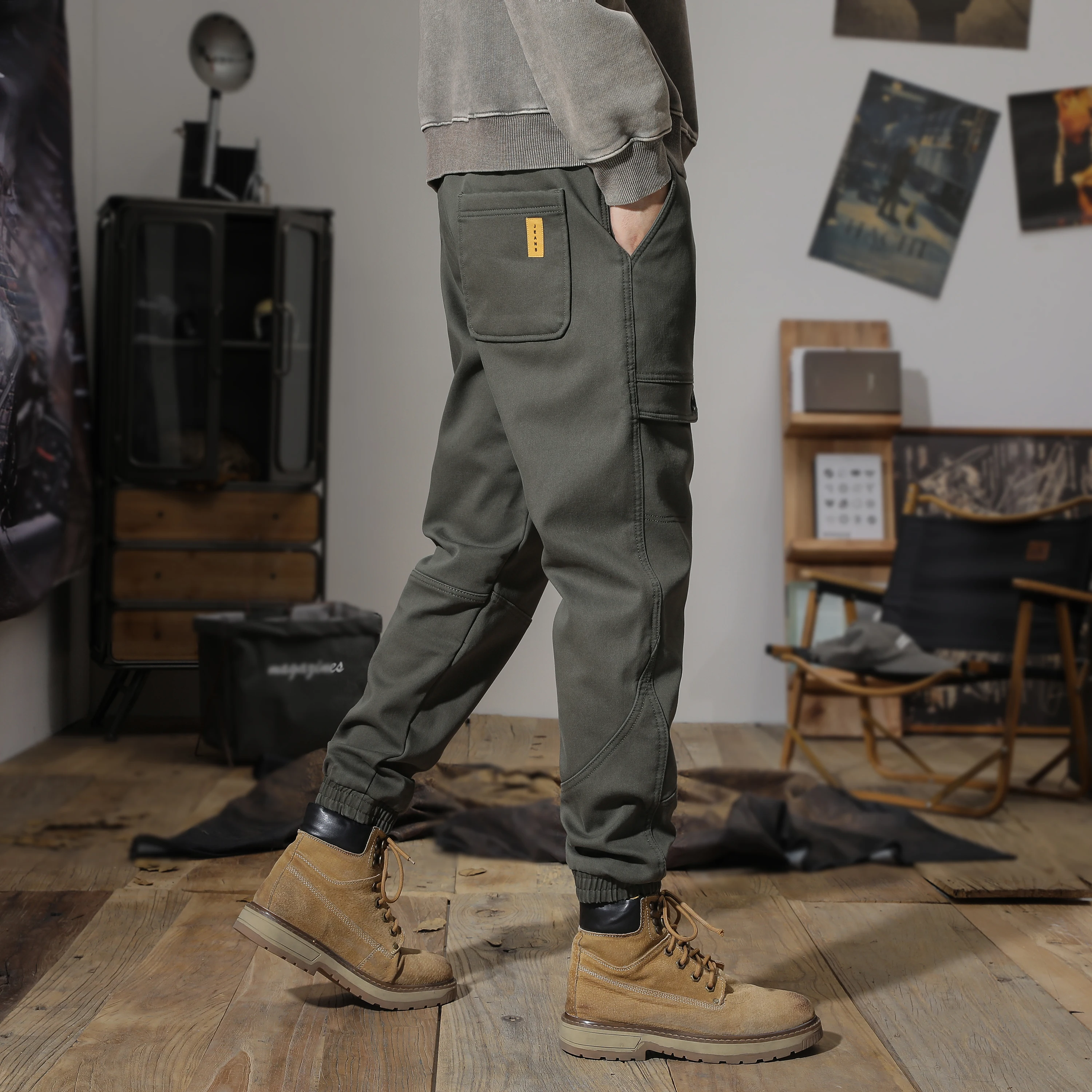 Mens Cargo Pants Autumn Winter Casual Mens Pant Baggy Regular Cotton Trousers Male Combat Military Tactical Pants Multi Pockets