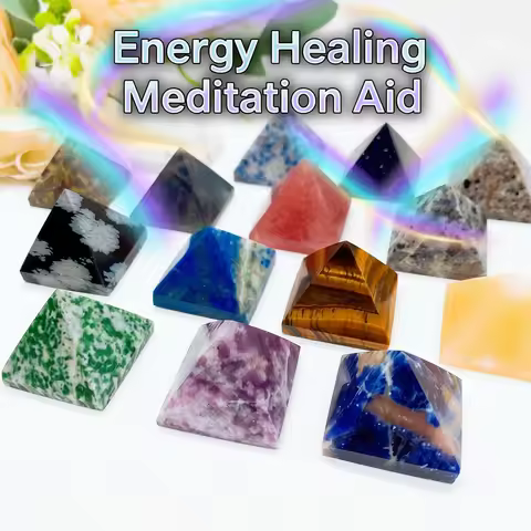 30mm Natural Crystal Tiger Eye Stone Fluorite Pyramid Chakra Point Tower Energy Healing Home Garden Meditation Ore Mineral