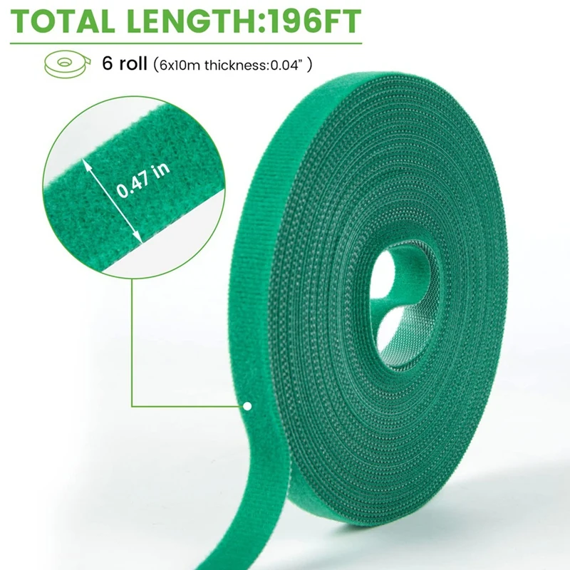 Plant Tape, 6 Roll 196Ft Garden Tape, Twist Ties for Plants 1/2Inch, Plant Supports,Garden Ties for Climbing Plants-ABAM