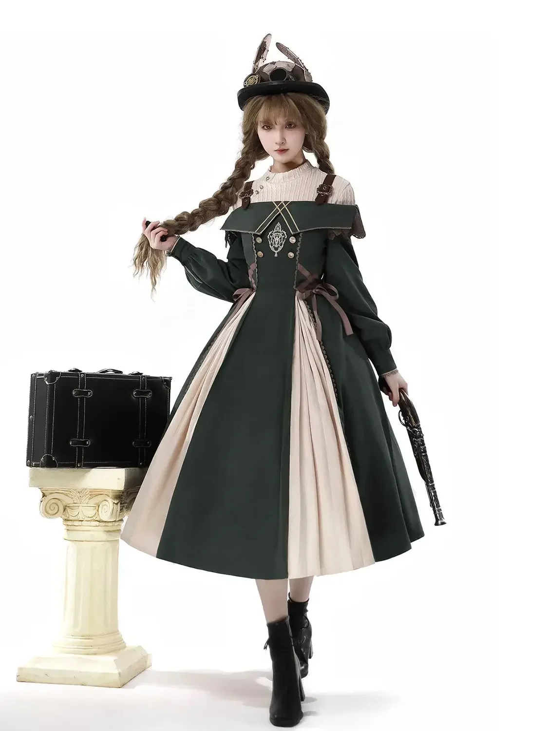 Original Travel Song Lolita Women's Bottom Shirt Dress Set Autumn and Winter