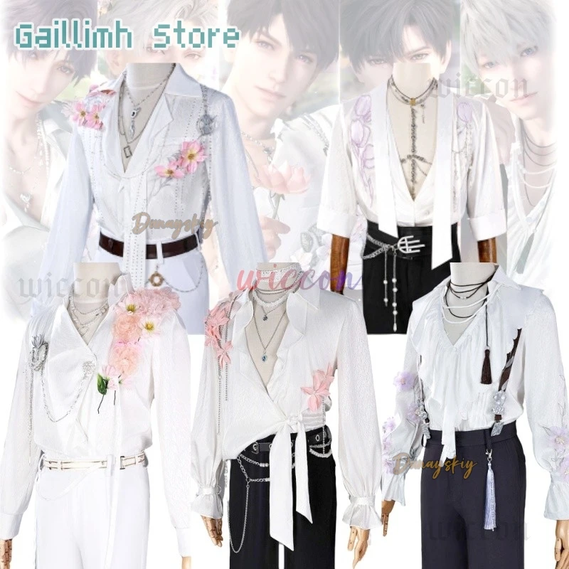 

Love and Deepspace Caleb Cosplay Costume Floating Flowers Sylus Zayne Rafayel Xavier Shirt Outfit Full AnimeHalloween Party