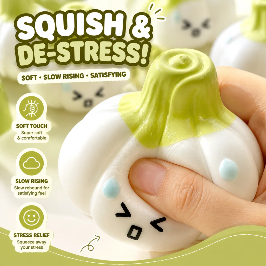 Soft Garlic Face Squishy Hollow Ball DIY Stress Relief Toy Crinkle Ball Handmade Blocks Creative Puzzle Squeeze Toy Material