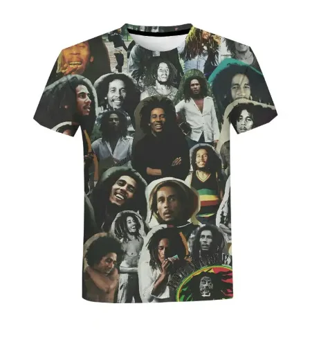 Summer T-Shirt Short Sleeve Fashion Cool Breathable Casual Adult Kids Teen Identical 3d Casual Kids Bob Marley T-Shirt