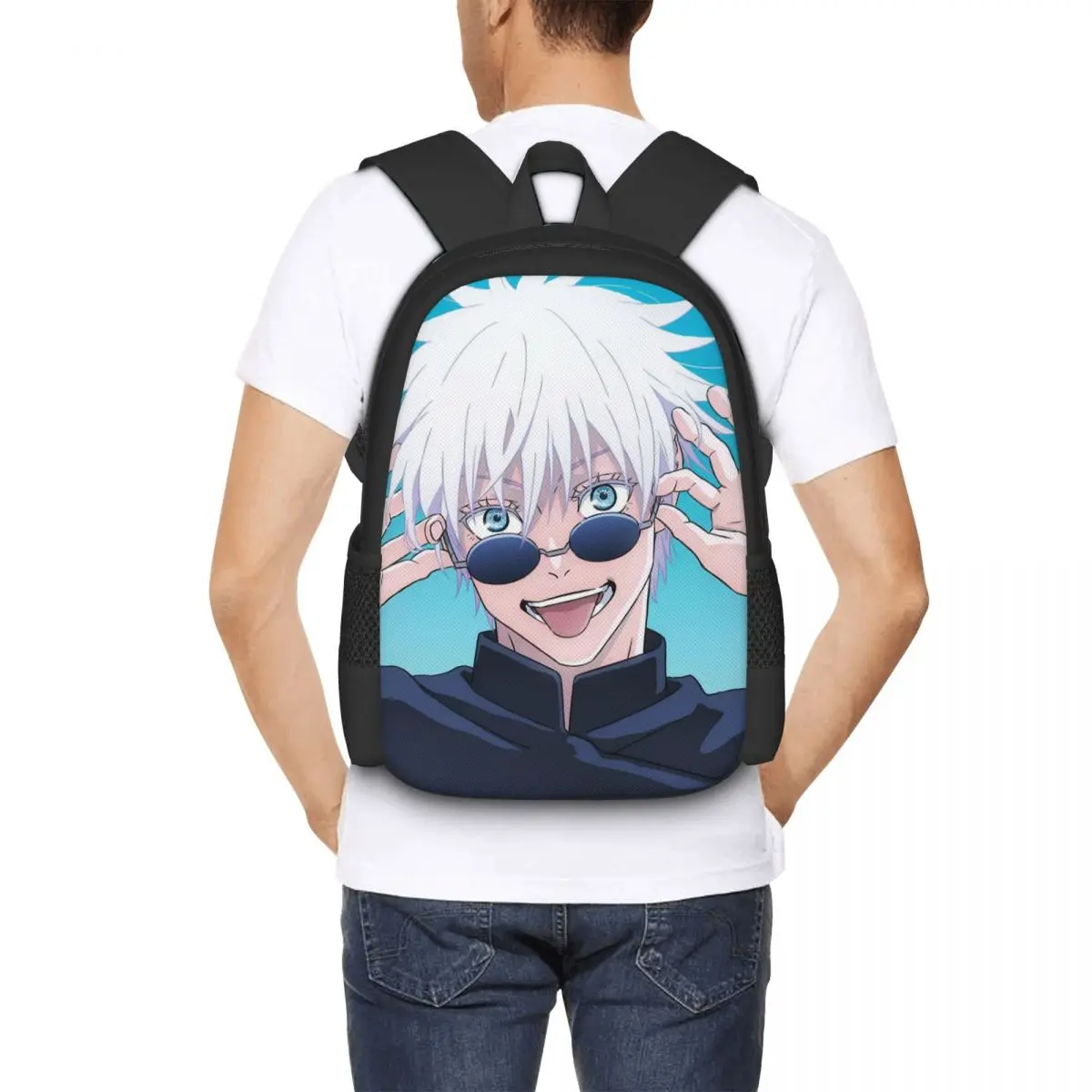 Satoru Gojo Anime Jujutsu Kaisen Student Backpack School Bag Hiking Travel Daypack for Men Women Fashion Bookbag Shoulder Bags