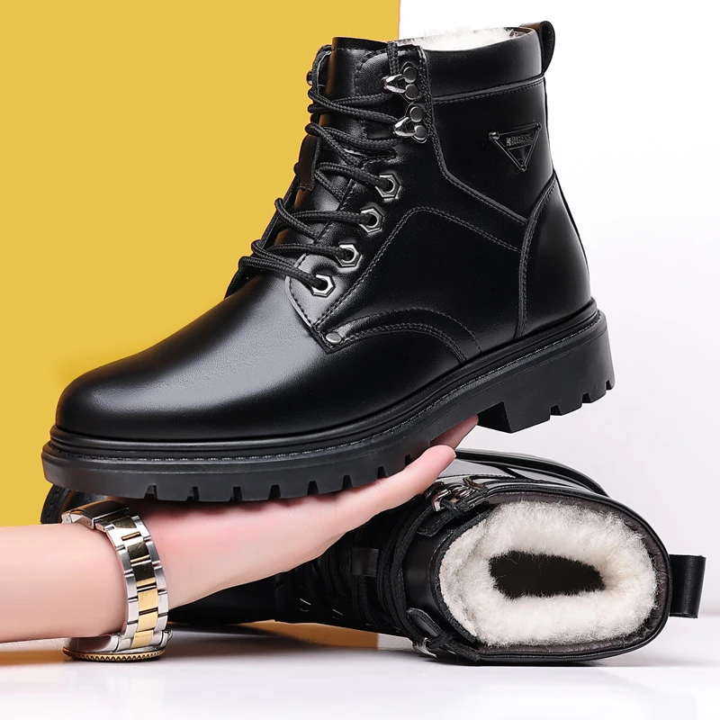 

Зимние мужские ботинки из натуральной кожи с боковой молнией, модная повседневная теплая хлопковая рабочая обувь, мужские новые дизайнерские ботильоны, мужские ботинки