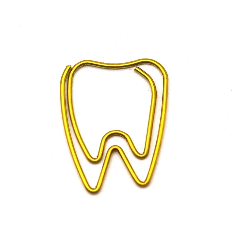 

Tooth Shape Paper Clip Plastic-coated Steel Teeth Shaped Paper Clips Metal Paperclip File Data Special-shaped Classification Pin