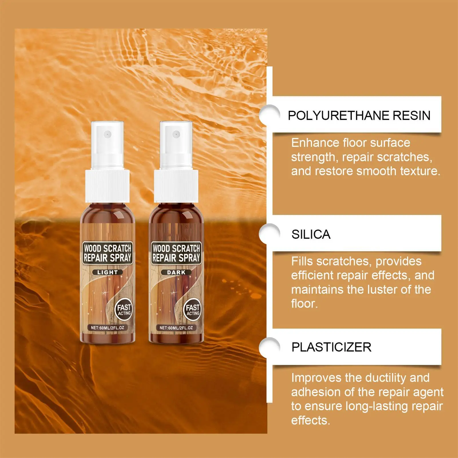 Wood Scratch Repair Spray 2pcs Floor Polishes For Hardwood Furniture Cabinet Table Shelf Easy To Use Restorer For Home Office