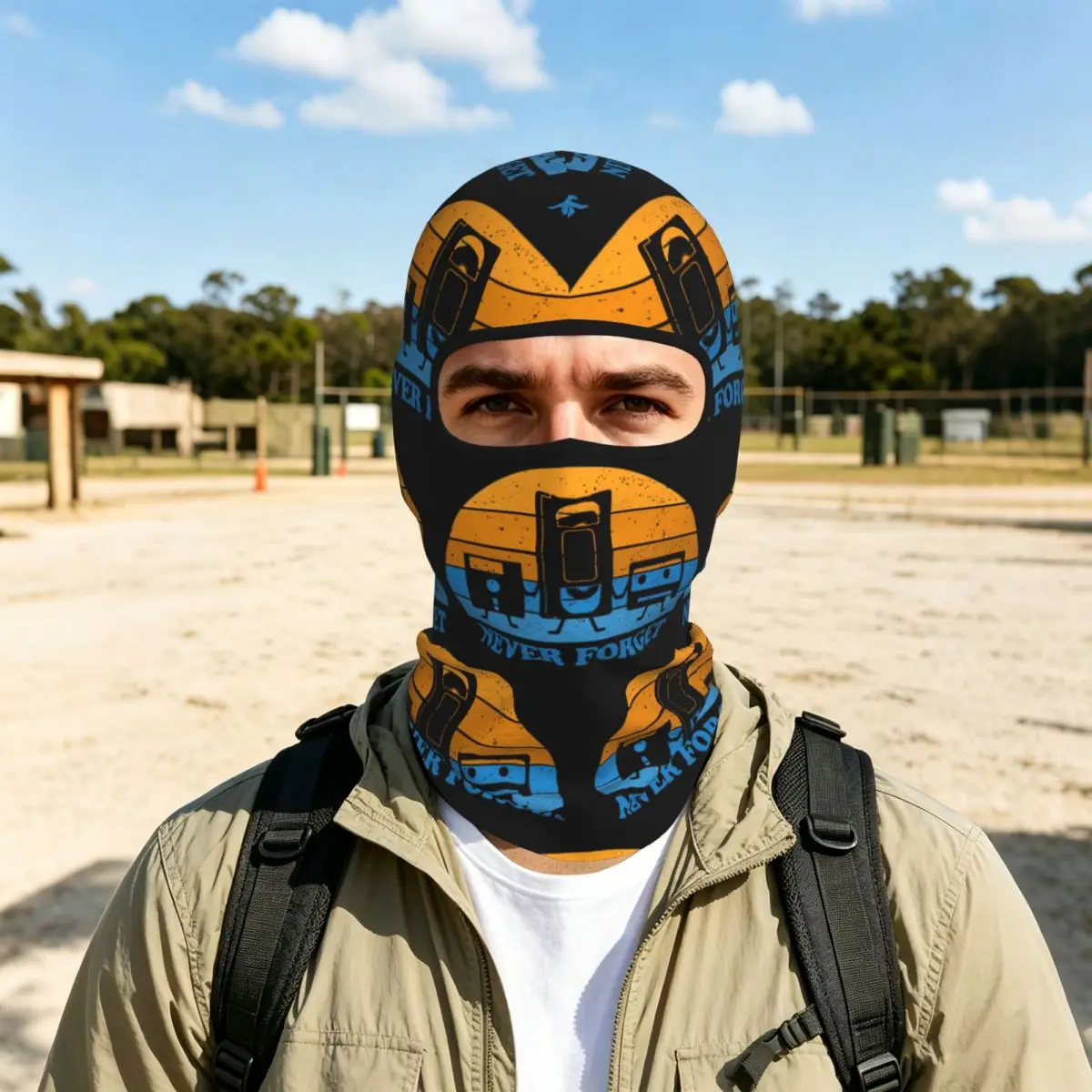 Never Forget -Floppy Disk Cassette VHS Tape Breathable Thin Balaclava Full Face Mask Sun Protection Neck Gaiter For Motorcycle