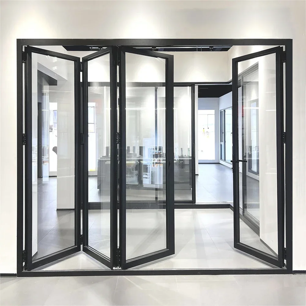 Sixinalu-Porte pliante marketavec écrans, porte accordéon extérieure, clôture en aluminium, porte de jardin en verre double, décoration d'intérieur personnalisée