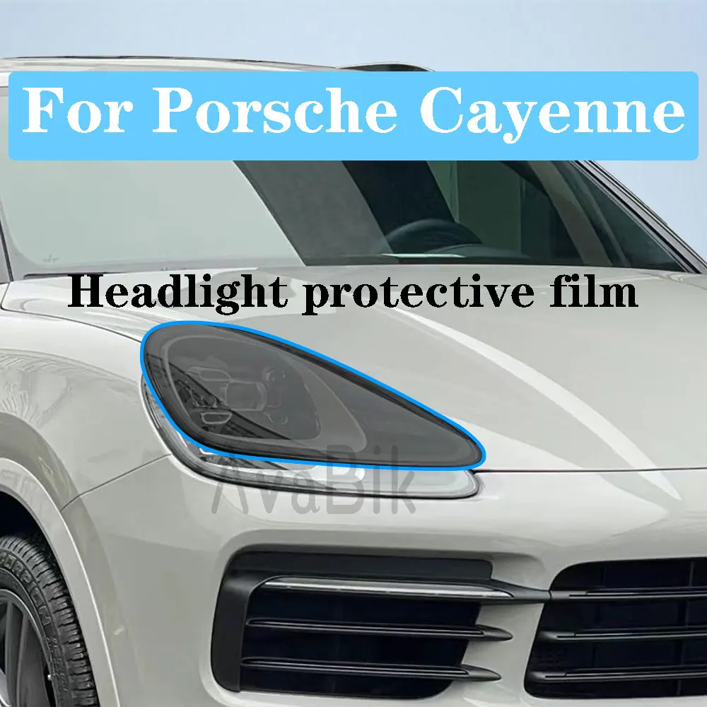 Car Headlight Transparent Smoked Black Protective Film For Porsche Cayenne 2024 Anti-scratch TPU Anti-scratch Repair Accessories