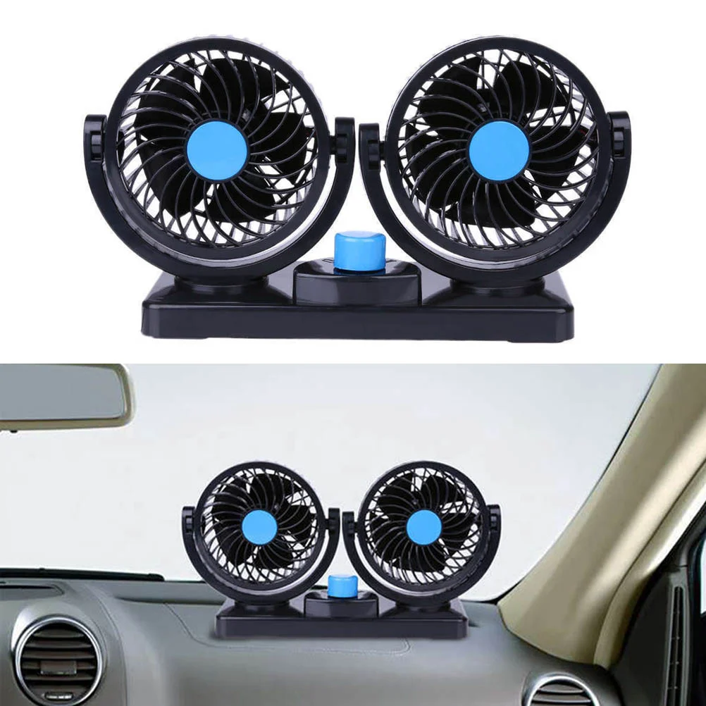 

12V Car Cooling Fan 360 Degree Rotating Dual Head Car Auto Cooling Air Fan Adjustable Low Noise Summer Car Fan