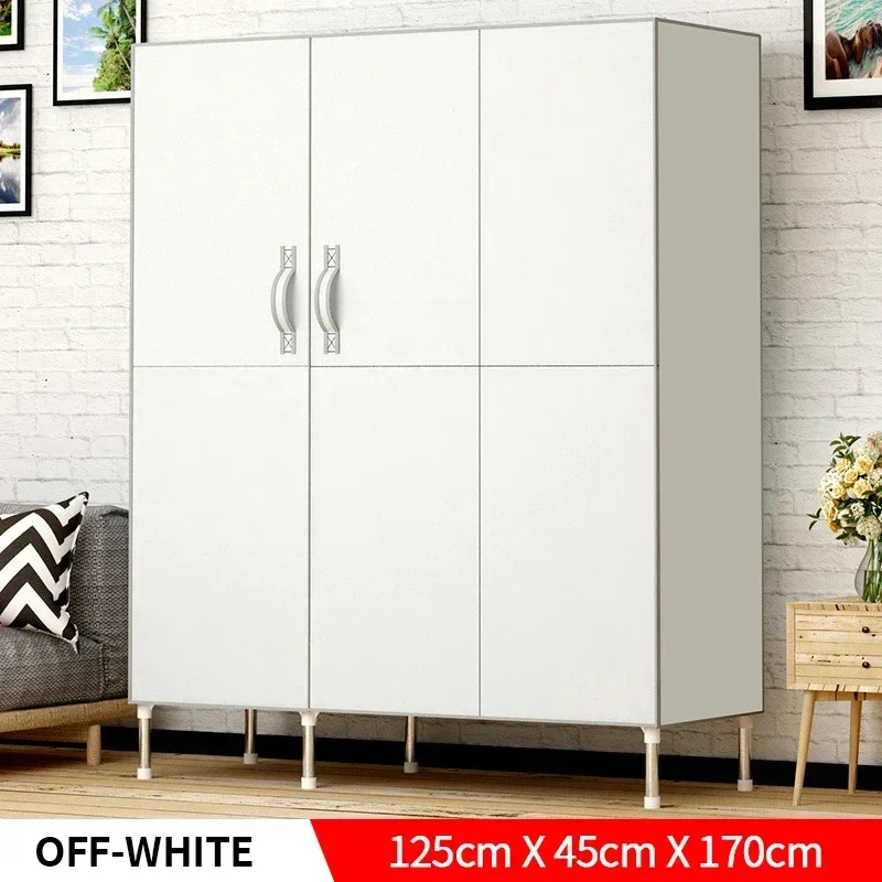 Simple Cloth Wardrobe for bedroom,Double Door Folding Storage Cabinet ,Thickened 19mm Steel Pipe Boxs 125cm