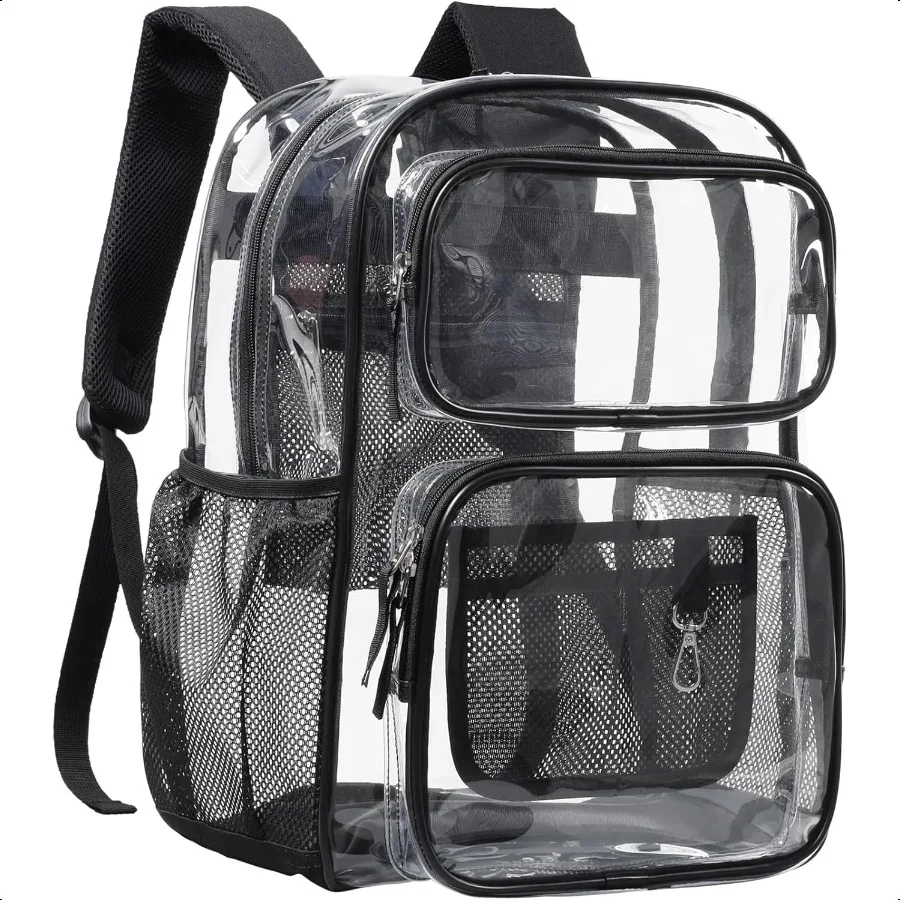 

PACKISM Clear Backpack for School 17 inch Large Heavy Duty Clear Bookbag See Through PVC Backpacks for age 12 above