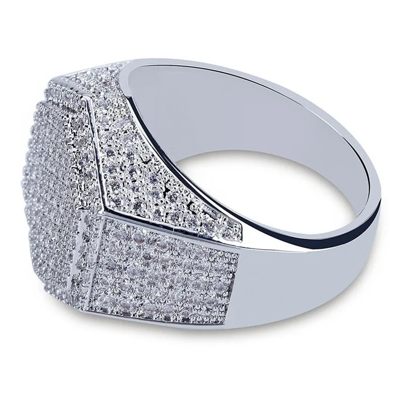 Milangirl Fashion Men Rings Copper Gold silver Color Ring Iced Out Bling Pave Cubic Zirconia Geometry Ring Charms For Men Gift - Image 4