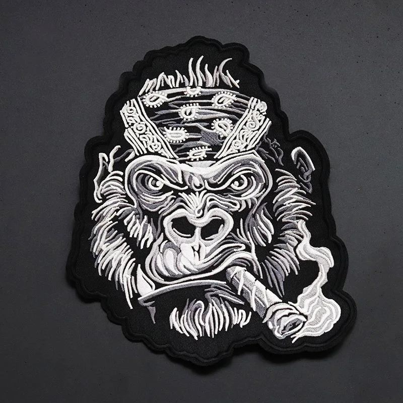 Cool Gorilla Size:22.5x18cm Cloth Patch Embroidered Applique Sewing Clothes Apparel motorcycle jacket Accessories Badges