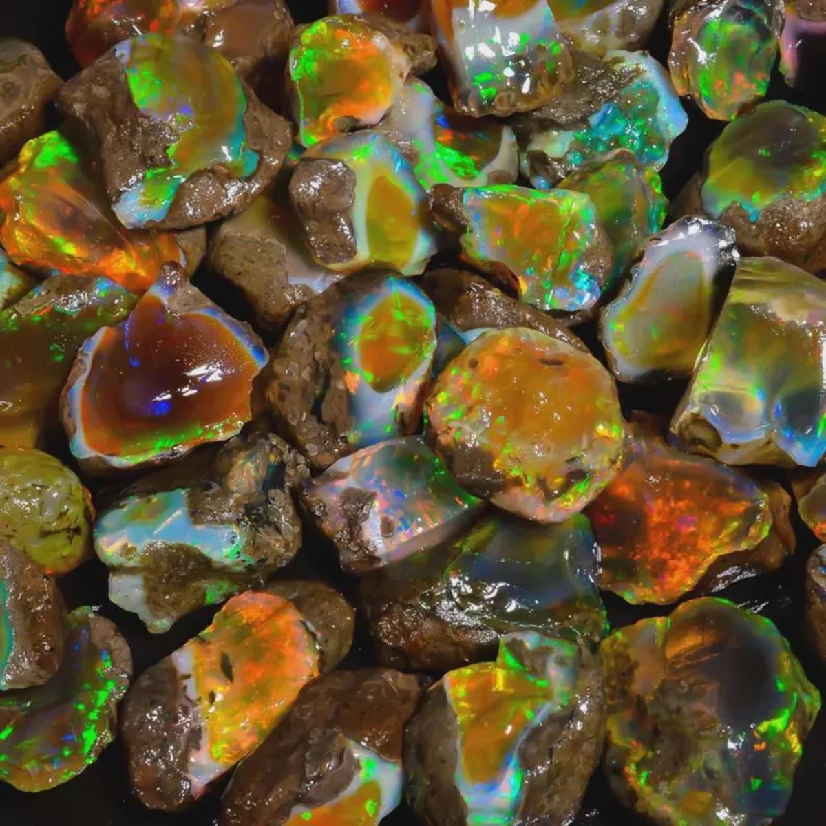 25-80CT Genuine Ethiopian Welo Opal Rough Raw Natural Fire Opal Play Of Color Loose Gemstone For Ring Pendant Jewelry Making