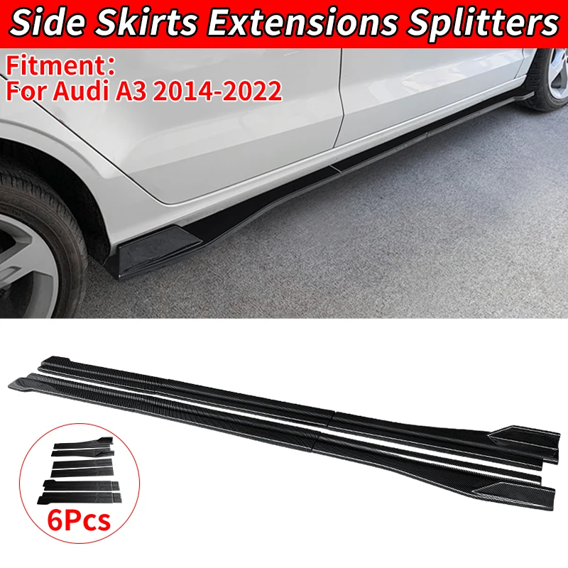 For Audi A3 2014-2022 2017 Car Side Skirt Extension Body Apron Lip Splitters Winglet Lateral Shovel Scratch Protector Accessory