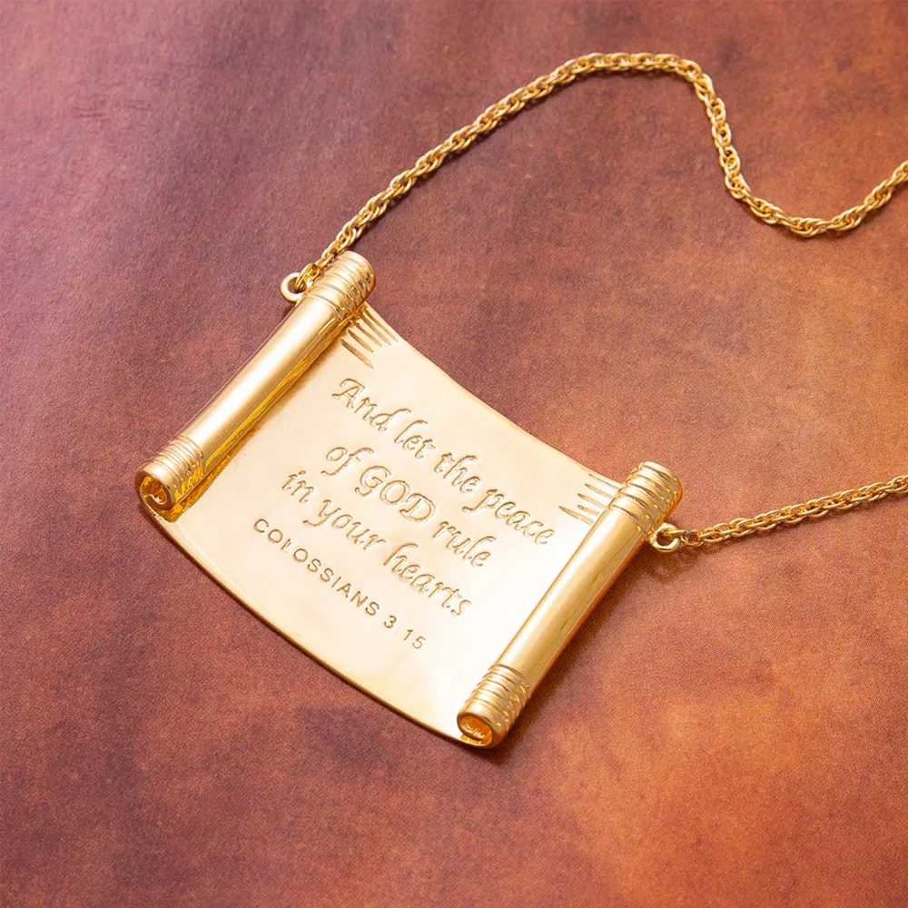 Europe and America Gold Color Fine Carve Bible Excerpt Necklace UNISEX Sincere Believers Casual Daily Versatile Jewelry Necklace