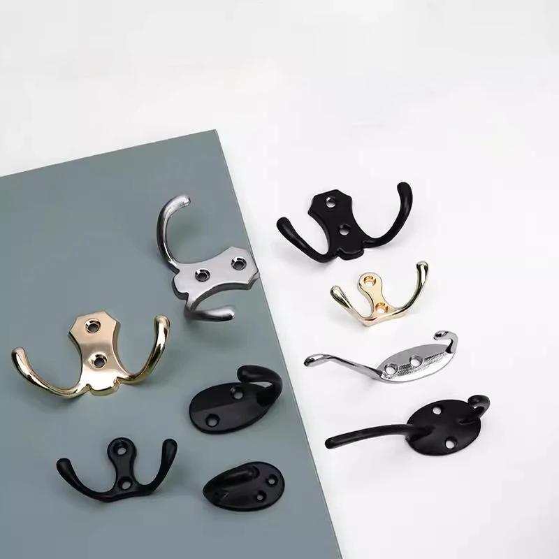 1PCS Zinc Alloy Retro Single and Double Hook Coat Hanger with Strong Load-bearing Wall Hook for Bathroom and Kitchen with screws