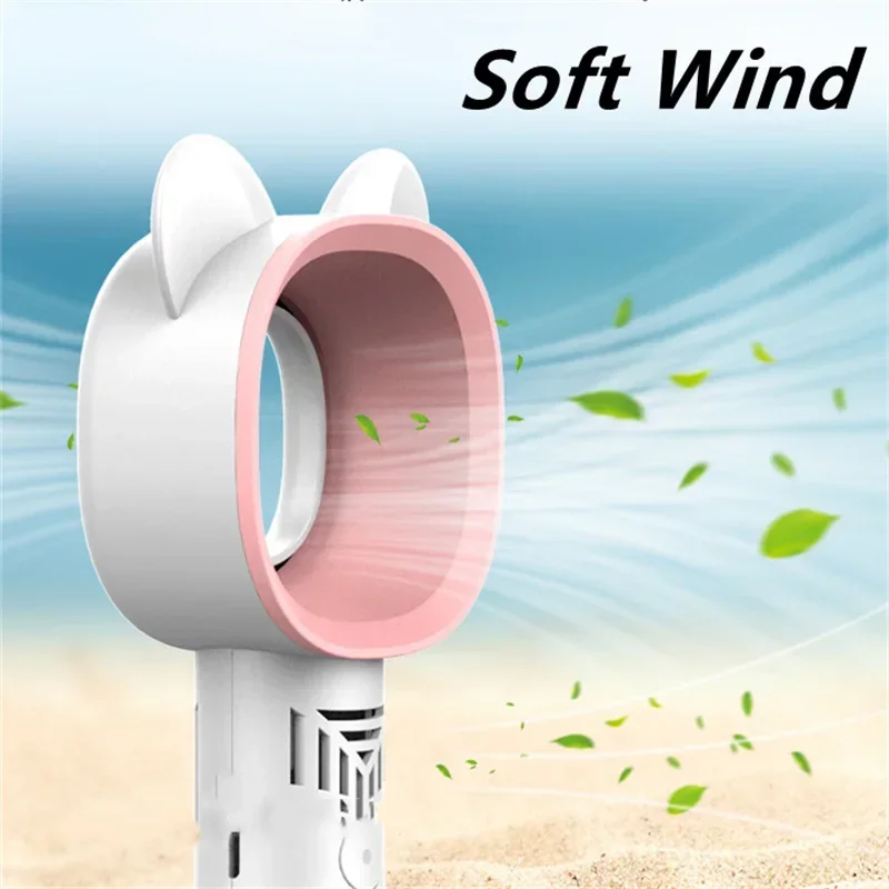 

Eyelash Extensions Cat Hand Held Bladeless Fan for Eyelash Extension USB Cute White Eyelash Bladeless Small Fan