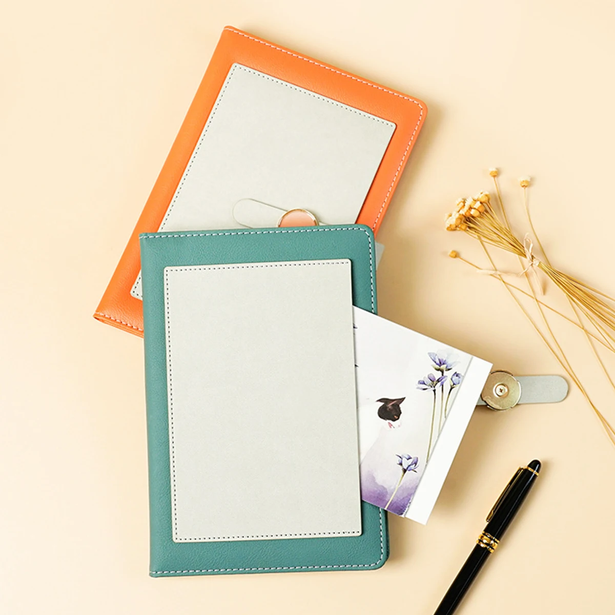 (Can engrave logo) A5 Leather Notepad, Buckle Diary, Business Notebook, Travel Log, Meeting Notebook, Excerpt Book