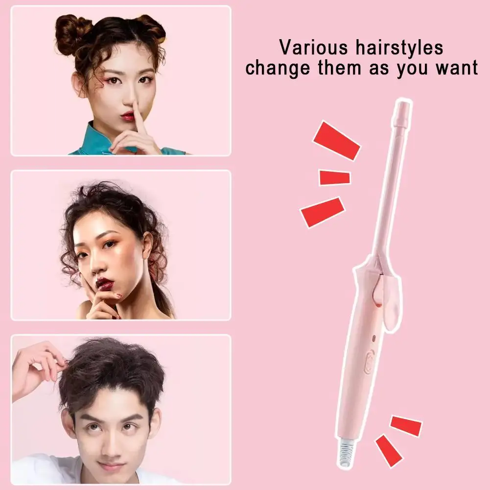 Mini Hair Curling Iron 9mm Curler Wand Professional Curly Tongs Ceramic Electric Salon Styling Tool Small Crimping Iron Curler