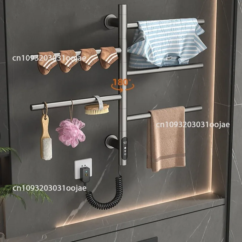 Electric Heated Towel Rack Wall Mounted Bathroom Towel Warmer Dryer Heater 3 Bars Timer Touch Control WiFi Energy Saving