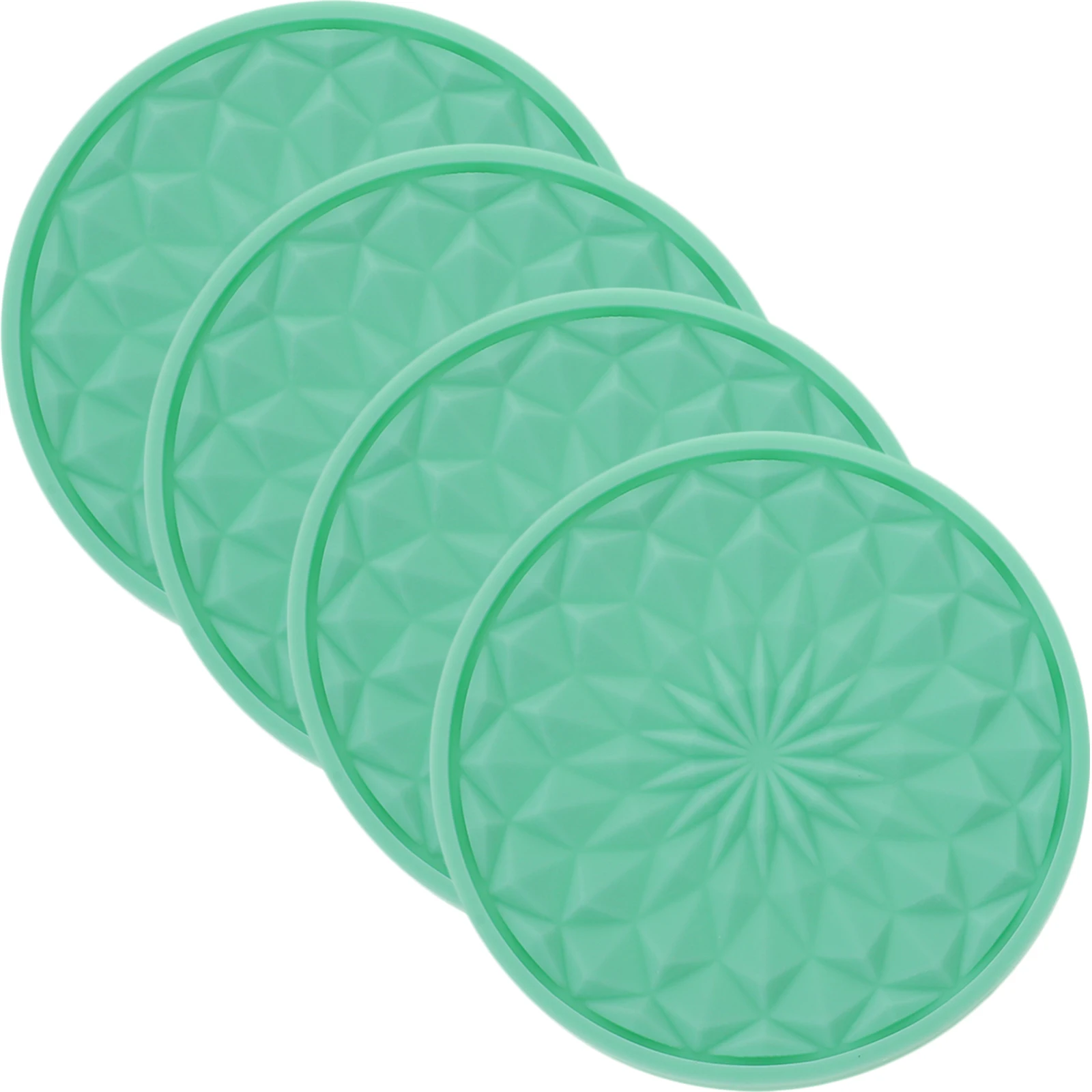 

4pcs Cup Coaster PVC Water Pad Anti Slip Heat Resistant Round Mats Vehicle Home Use Car Coaster Mint Green