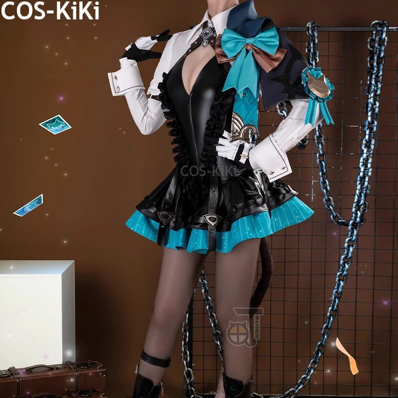 COS-KiKi Genshin Impact Lynette Magician Game Suit Cosplay Costume Elegant Jumpsuits Halloween Party Role Play Outfit Women