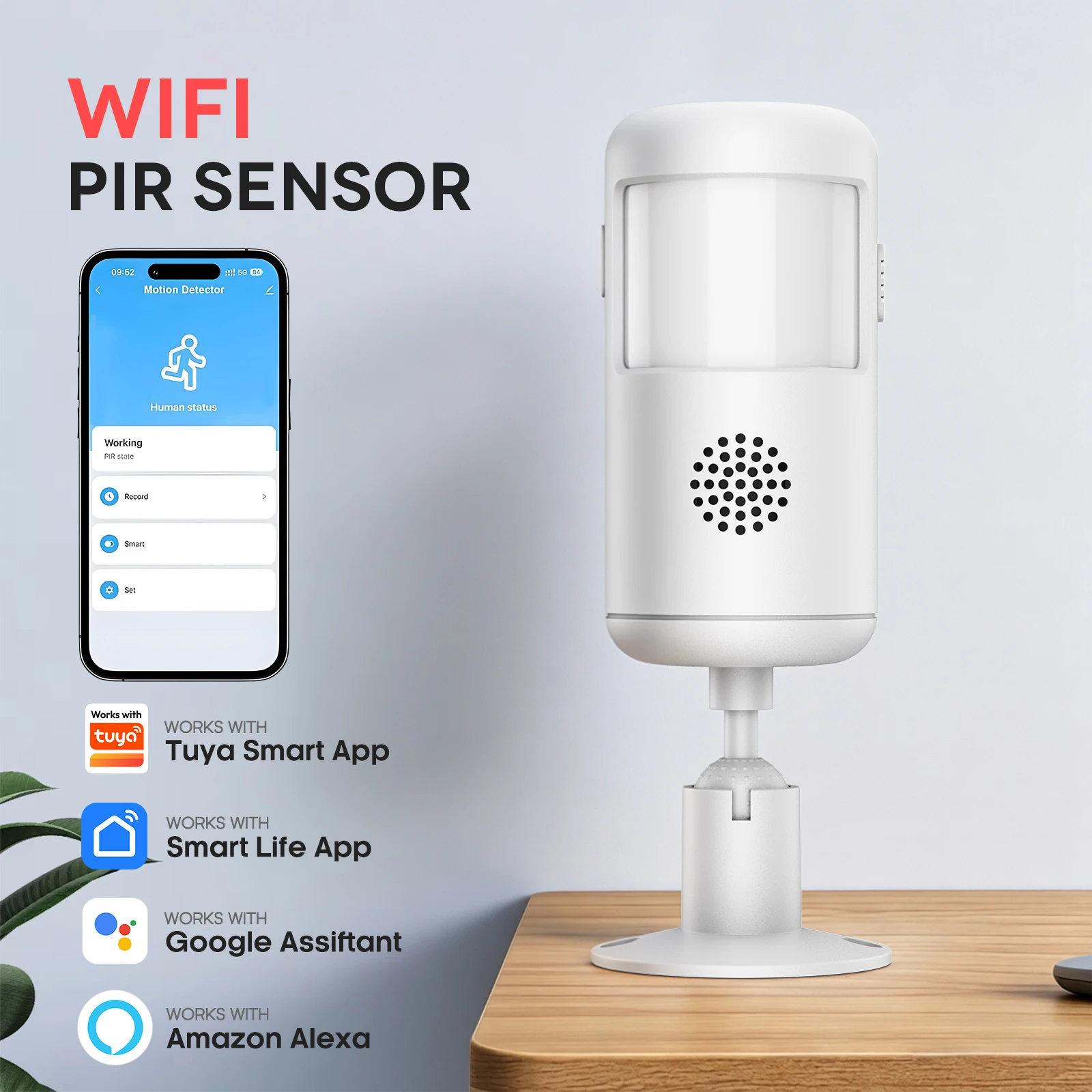 

PGST WiFi PIR Infrared Detector 433MHz EV1527 High Immunity Motion Sensor For Smart Home Security