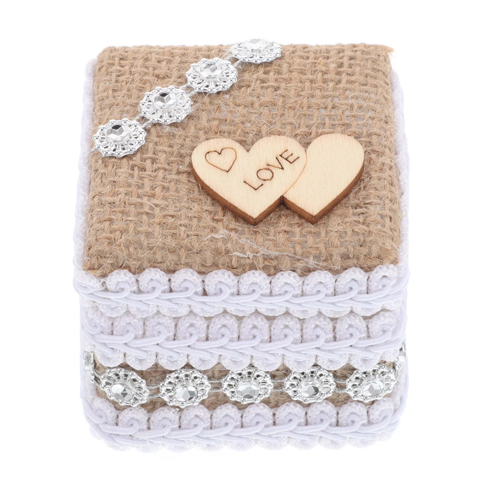 

Rustic Wedding Ring Box Handmade Vintage Jewelry Case For Proposal Engagement Ceremony Double Heart Design Small Trinket Storage