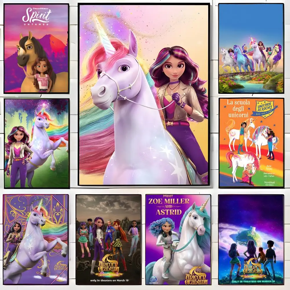 Whimsical Animation U-Unicorn Academy Poster Wall Art Print Decorative Mural Home Decor Gift Unframed