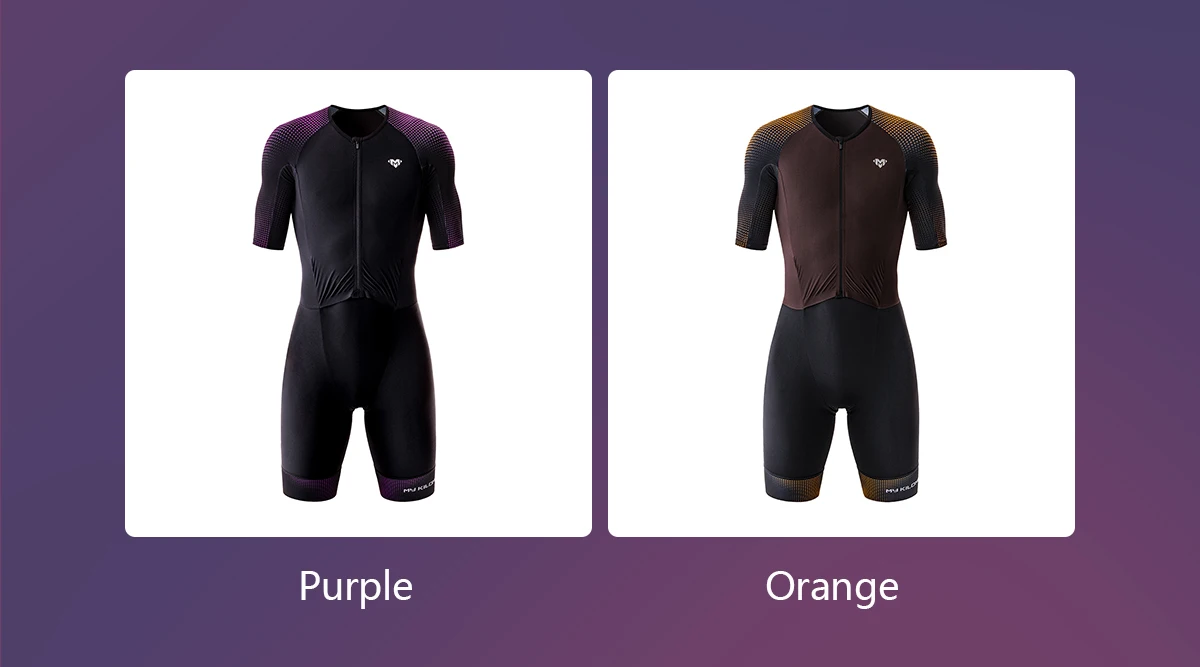 Triathlon-Anzüge für Herren Schnelltrocknend Leichtgewichtig Kurzärmelig Schwarz-Lila Einteilig für Radfahren Laufen Schwimmen TriSuit MY KILOMETRE – Detail 10
