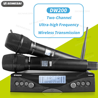 NEW! DW200 Professional Dual Wireless Microphone karaoke Home System Stage Performances UHF 655Mhz-694Mhz 2 Channel Handheld