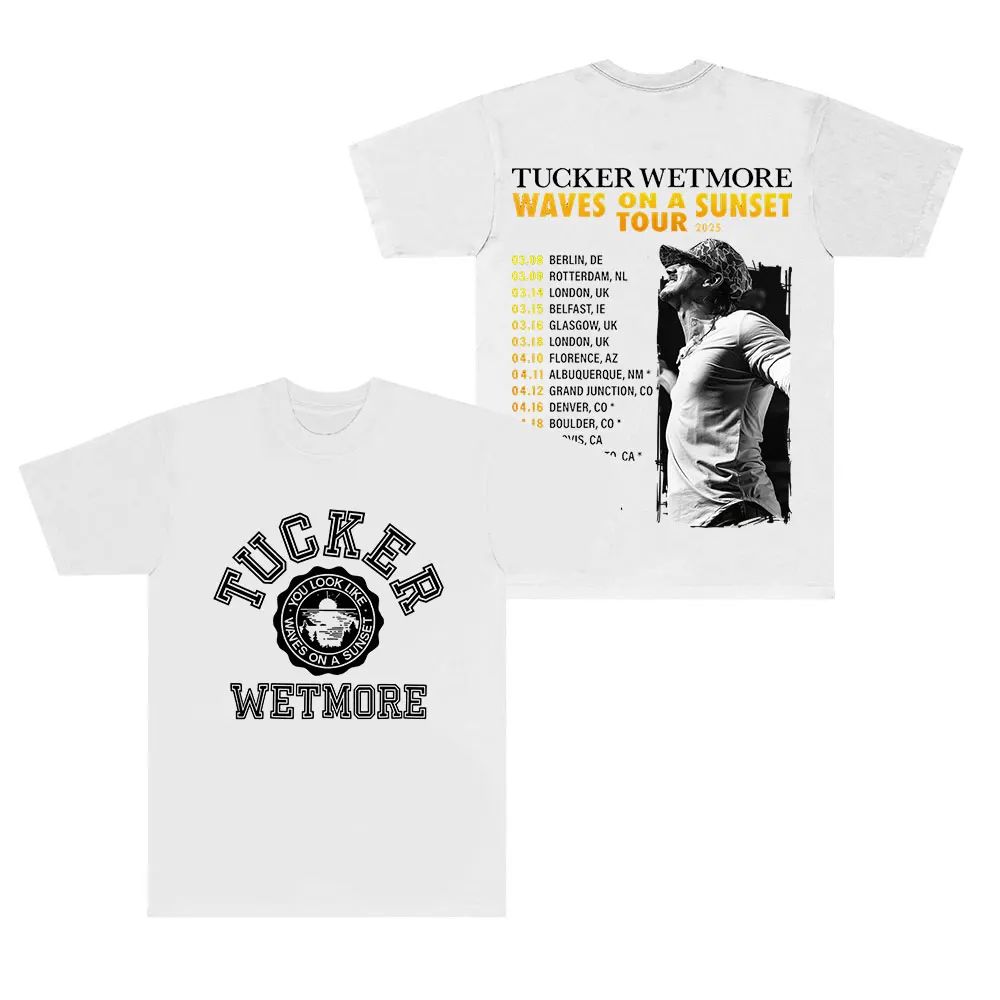 Tucker Wetmore Waves On A Sunset Tour Merch T-Shirts Cosplay Women Men Fashion Crewneck Short Sleeve Tee