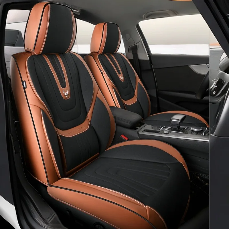 High-end full leather car seat cushion fully enclosed breathable seat cushion five-seat punched leather car supplies