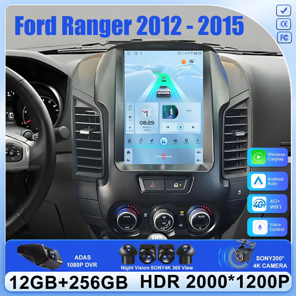 Radio Multimedia para Auto con Pantalla QLED de 9.7 Pulgadas, Android 16, para Ford Ranger 2012 2013 2014 2015, Reproductor de Video, Carplay, Autoestéreo, WIFI
