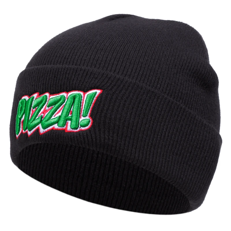 2024 new men's letter pizza embroidered knitted hat autumn and winter warm, windproof lady knitted hat gift friends