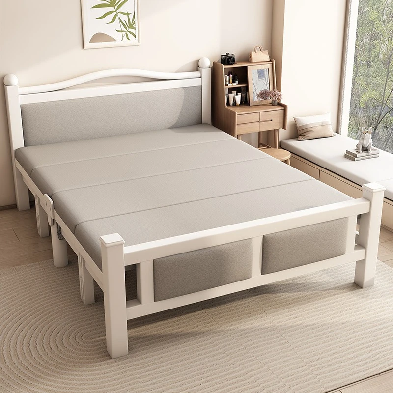 Cama individual plegable de 1.5 metros para dormitorio, cama doble sencilla para el hogar, cama individual para la siesta, juego de muebles para dormir.