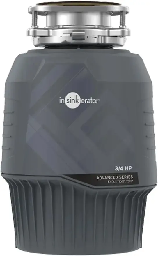 Insinkerator EVOLUTION 0.75HP 3/4 HP, Advanced Series EZ Connect, Continuous Feed Food Waste Garbage Disposal, Gray