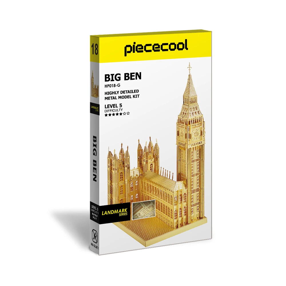 Piececool-Big Ben Model Building Kits, 3D Metal Puzzle, Jigsaw, Kit DIY, Brinquedos Adolescentes, Quebra-cabeça, Melhores Presentes de Aniversário