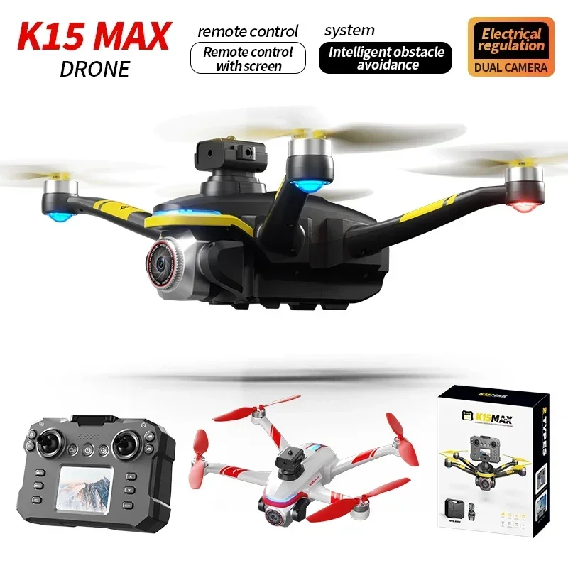 K15 Max Mini Drone Brushless Motor Obstacle Avoidance with Screen Remote Control Electric Control 4K HD Camera Aerial Airplane