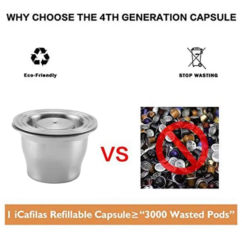 كبسولات ABBK قابلة لإعادة الاستخدام، ستانلس ستيل، 9 قطع وسادات قابلة لإعادة الملء لنسبرسو + 3 مكبس + 3 ملعقة + 3 فرشاة