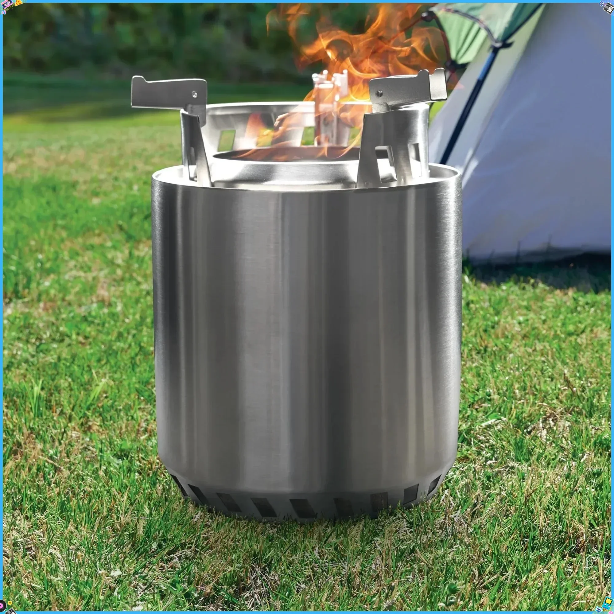 

7-дюймовая D-образная нержавеющая сталь, встроенная дровяная палатка, камин, гриль для барбекю, угольный гриль, гриль для барбекю, портативный гриль для улицы