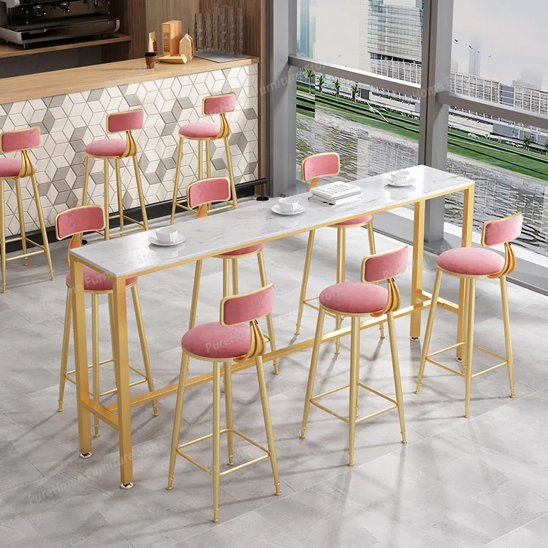 

Nordic Modern Bar Table with Marble Top - Minimalist Long Narrow Console Table Against The Wall Business Bar Furniture