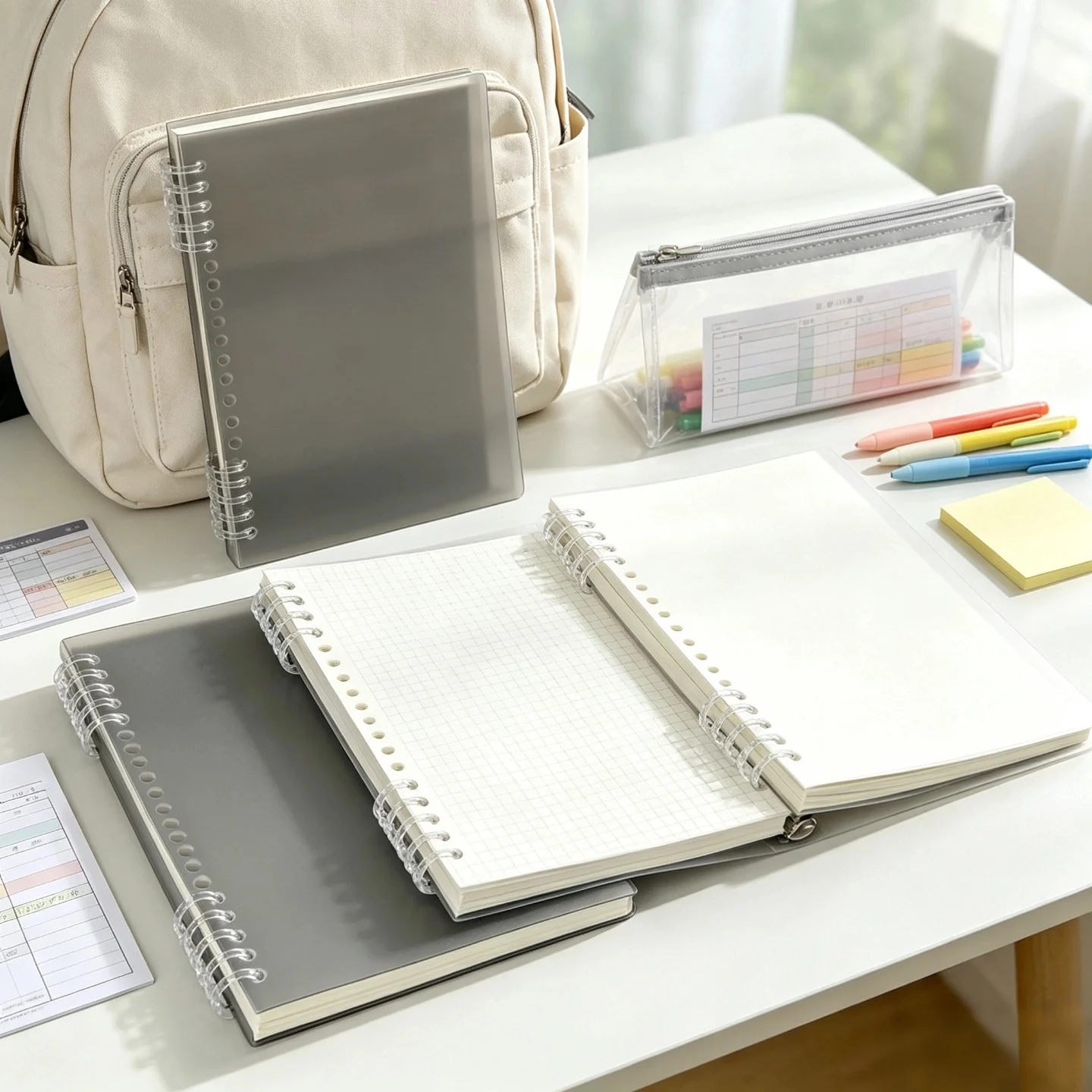 A5 Smooth-Edge Refillable Notebook - Detachable Coil Binder, Minimalist Student Journal & Sketchbook, waterproof Coil Notebook