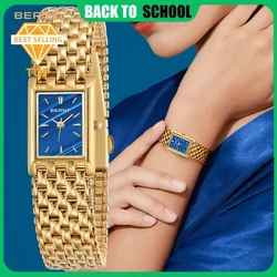 BERNY Luxury Women Quartz Watch Golden Female Clock Stainless Steel Gold Women Rectangle Fashion Waterproof 3ATM Wristwatch