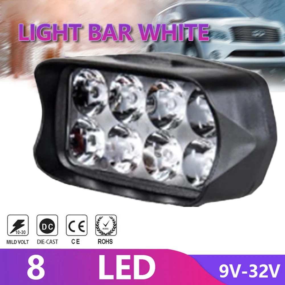 

Motorcycle Driving Lamp Waterproof Reflector Headlight 8 Beads LED Light 6000K Work Light Headlamp 2.4inch Light Bar For 12V Car