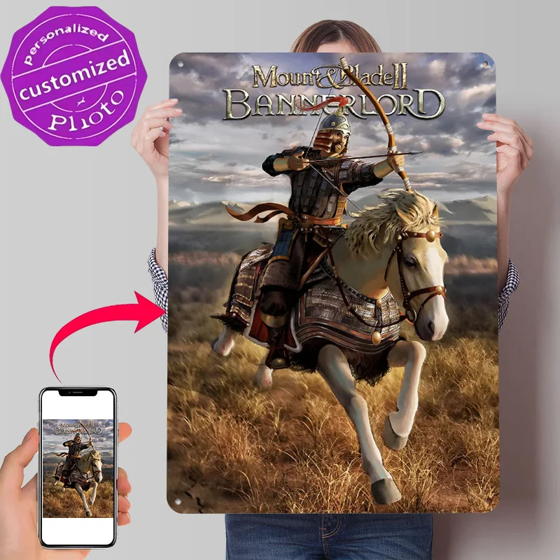 Mount & Blade II: Bannerlord Spiel-Kunstposter Retro 3D-Gedruckte Metallschilder Individualisierte Wanddekoration Geschenk für Gaming-Dekoration