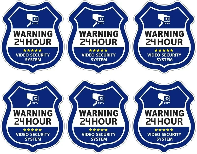 

3.5"*3.3" 6PCs CCTV Video Surveillance Security Stickers, Vinyl Decals